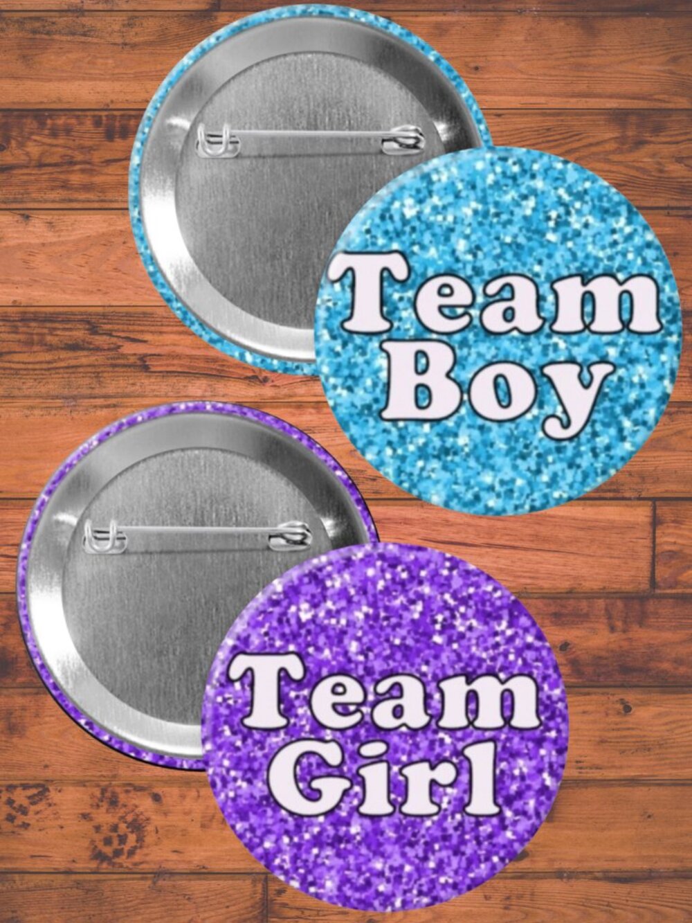 Team Boy Girl Gender Revea; Party Favors, Pin Back Buttons, Baby Shower